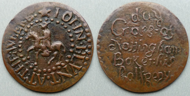Nottigham, late 19th century copy of John Blunt halfpenny Nottigham, late 19th century copy of John Blunt halfpenny